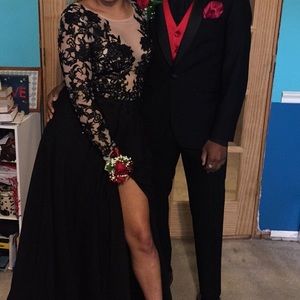 Long sleeve lace prom dress